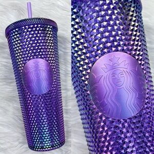 Starbucks 2022 Purple Oil Slick Studded Venti Tumbler Cup NEW Rainbow Iridescent